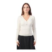 Hvid V-hals Cardigan Sweater