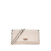 Elegant Beige Skuldertaske med Gyldne Detaljer