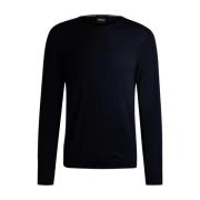 Slim-fit uld sweater rund hals