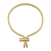 Men's Beige String Bracelet with Adjustable Gold Lock