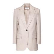 Beige Uld Blazer Italien Håndværk