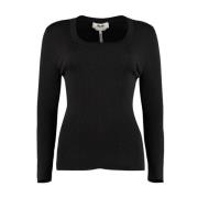 Elegant Sort Ribstrikket Sweater