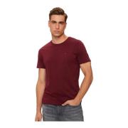 Rød Logo Broderet Slim Fit T-Shirt