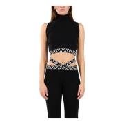 Ærmeløs Viskose Crop Top Jacquard