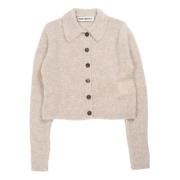 Beige Fuzzy Melange Polo Shirt