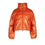 Orange Cropped Puffer Jacket