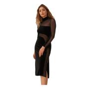 Mesh Cut-Out Sort Maxi Kjole