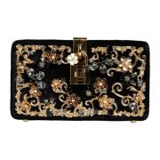 Velvet Floral Crystal Clutch med hængelås