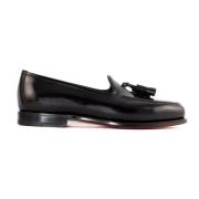 Sort Læder Tassel Loafer Sko