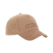 Beige Baseball Cap med Faux Fur Visor