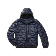 Blå Nylon Wave Puffer Jakke