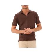 Brun Strikket Polo V-Hals Flax