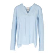 Crepe V-Neck Bluse med Slouched Skuldre