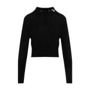 Sort Sweater Elegant Uld Silke Blanding