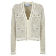 Lurex Boucle Cardigan med Juvelknap