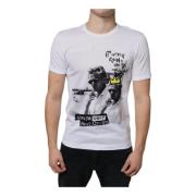 Grafisk Print Bomuld T-shirt Rund Hals