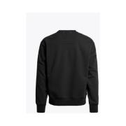 Sort Crew Sweatshirt med Nylon Detaljer