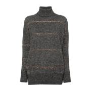 Paillet Høj Krave Uld Sweater