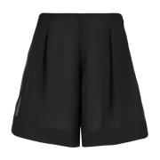 Sort Silke Organza Plisseret Shorts