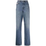 Afslappet Wide Leg Blå Jeans