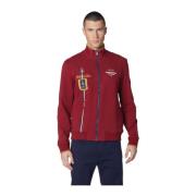 Bordeaux Full-Zip Sweater med Broderi