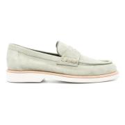 Grøn læder loafers casual flade