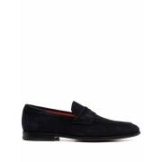 Blå Læder Loafers Casual Flats