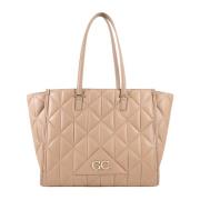 Quiltet Beige Tote Taske