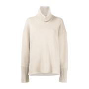 Kashmir Oversize Turtleneck Sweater Beige