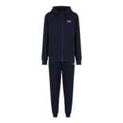 Blå Sporty Tracksuit med Hættetrøje og Joggers