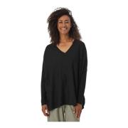 Oversized Sort Top med V-Hals