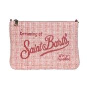 Elegant Tweed Clutch med Broderet Logo