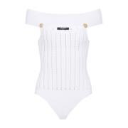 Ribbet Off-Shoulder Hvid Body