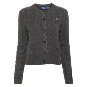 Grå Uld Cashmere Langærmet Cardigan