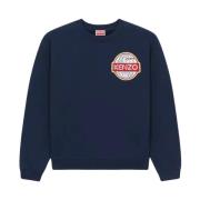 Marineblå Broderet Verden Sweatshirt