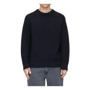 Raglan crew neck ribbed sweater