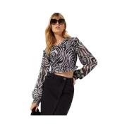 Zebra Print Wrap Blouse