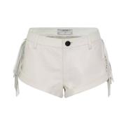 Hvide læder frynse shorts