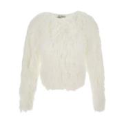 Fluffy White Sweater Italiensk Stil