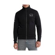 Sort Bomuld Zip-Up Sweatshirt med Broderet Logo