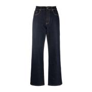 Blå Bomuld Elastan Straight Jeans