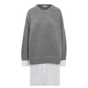 Lagdelt Merino Poplin Jumper Knapmanchet