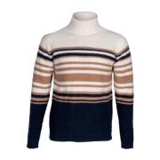 Stribet uld og bomuld sweater