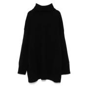 Casual Sort Uld Turtleneck Sweater