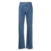 Elegant Blå Straight Jeans med 5 Lommer