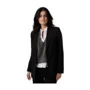 Sort Blazer med Revers Krave