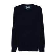 Blå Uld-Kashmir Sweater med Logo