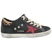 Leopard Glitter Sneakers Sort/Rød