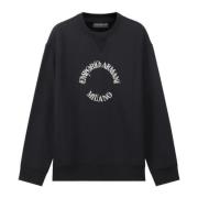 Blå Navy Crewneck Sweatshirt med Broderet Cirkel Logo