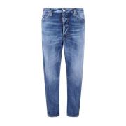 Stonewashed Blå Cropped Denim Jeans